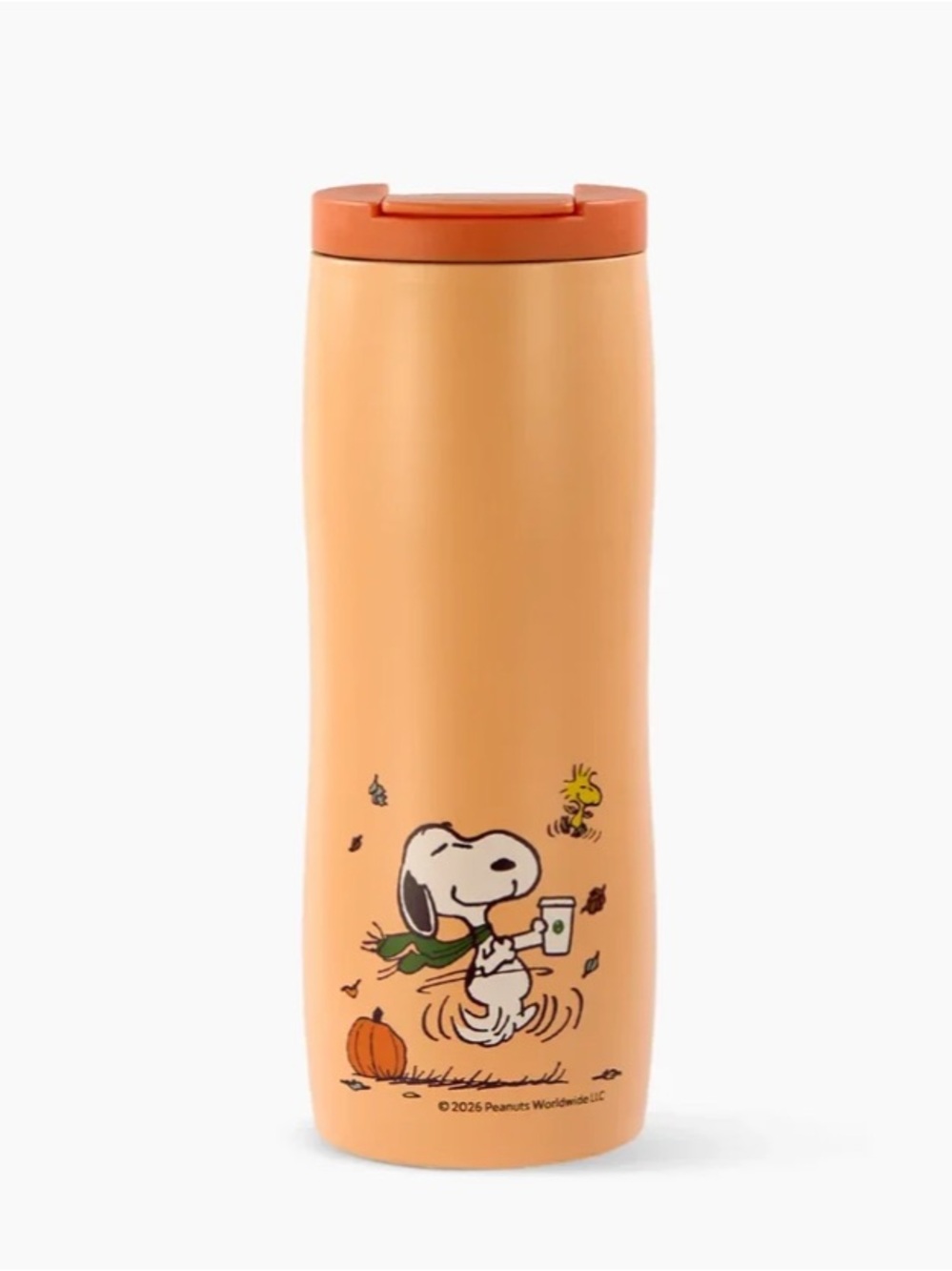 Authentic Starbucks x Peanuts Snoopy & Woodstock Orange Pumpkin Tumbler NWT - Picture 5 of 6